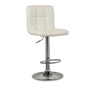 Belatier White Leather Barstool