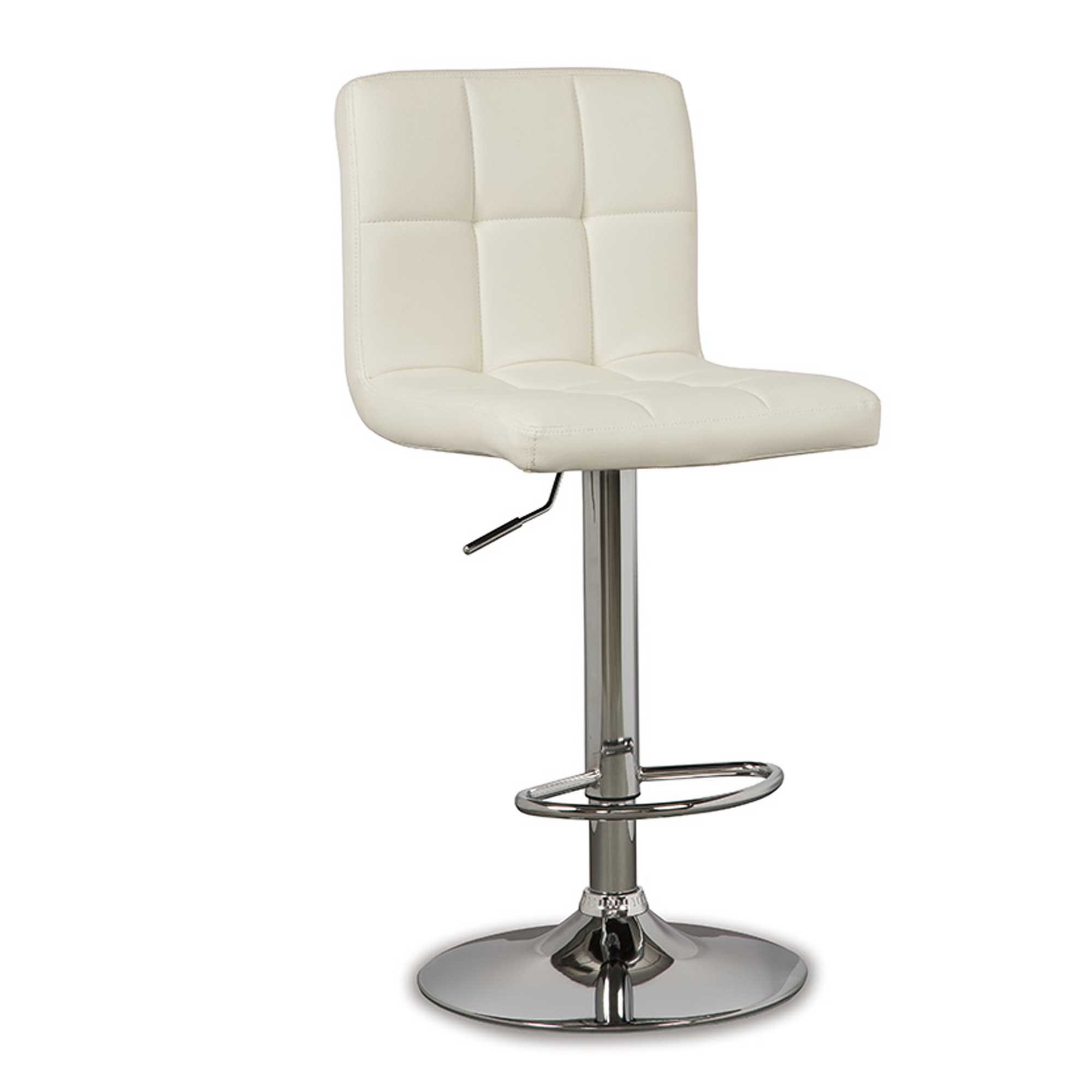 Belatier White Leather Barstool