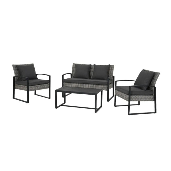 Black Steel Patio Set - 4 pce