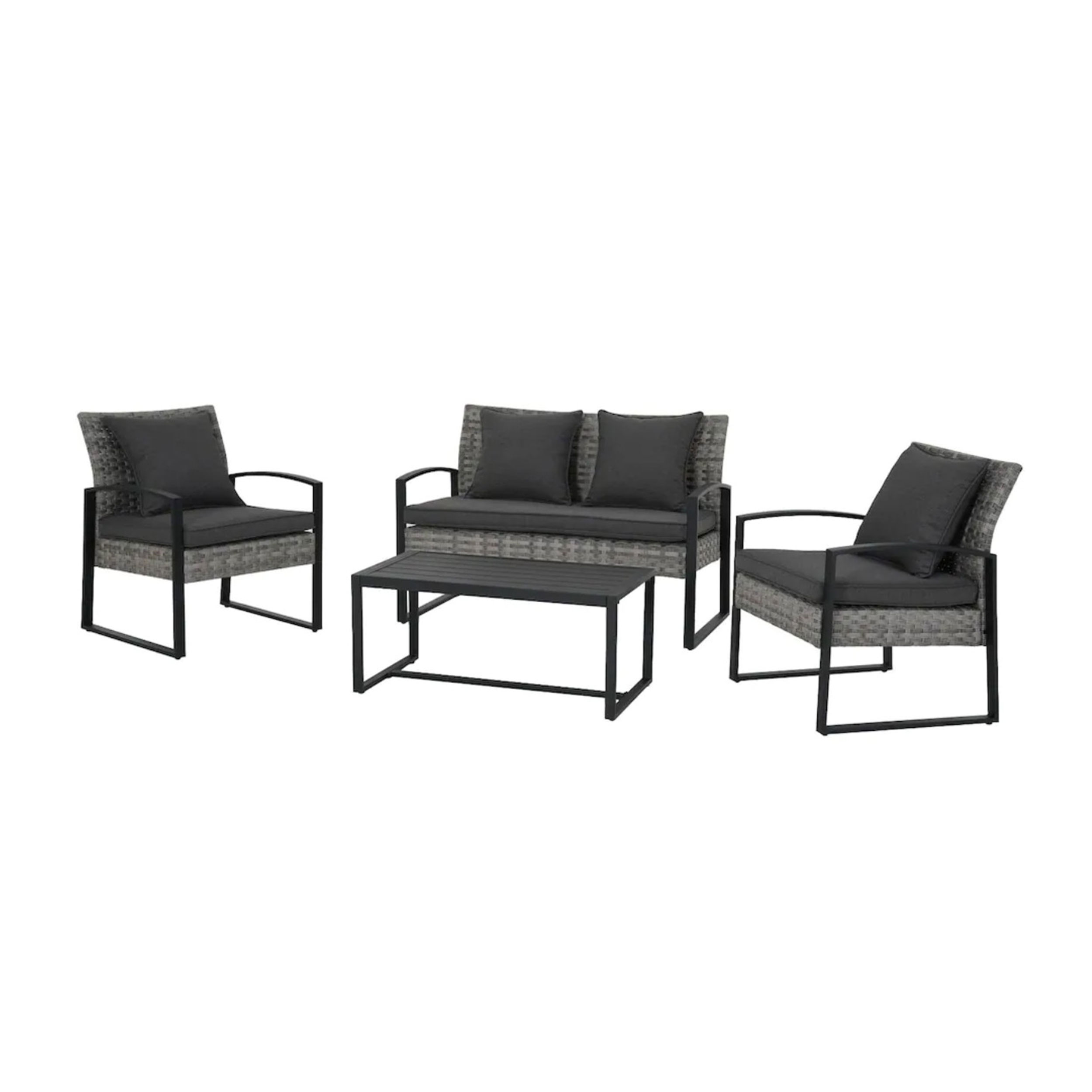 Black Steel Patio Set - 4 pce
