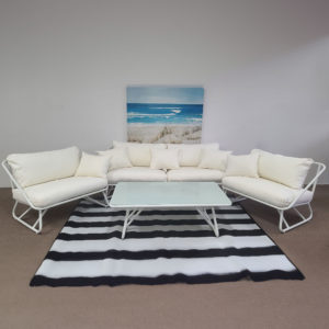 White Metal Patio Set - 4 piece