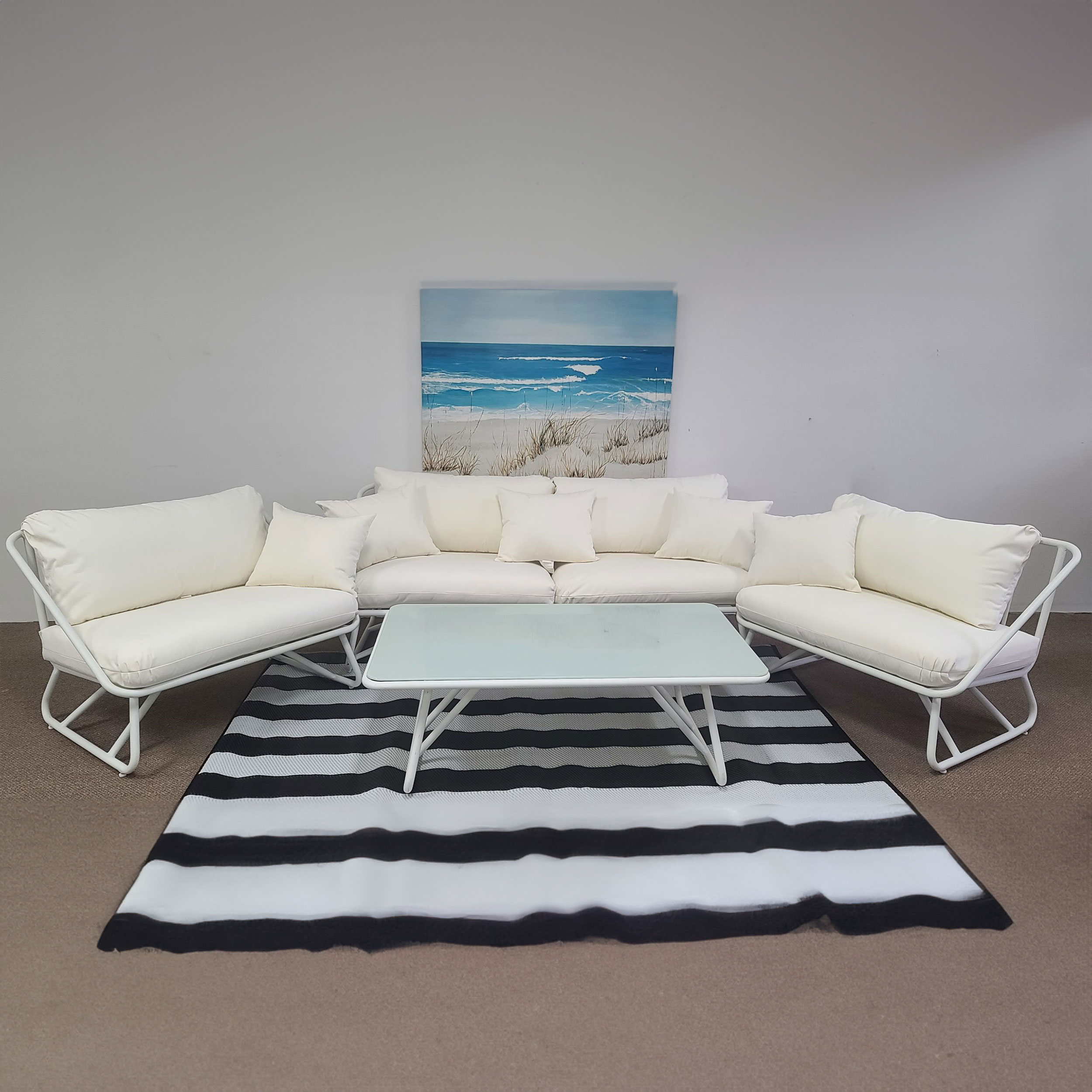 White Metal Patio Set - 4 piece