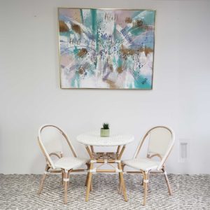 White Wicker Bistro Set - 3 piece