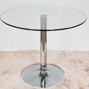 Round Glass & Chrome Dining Table 36"