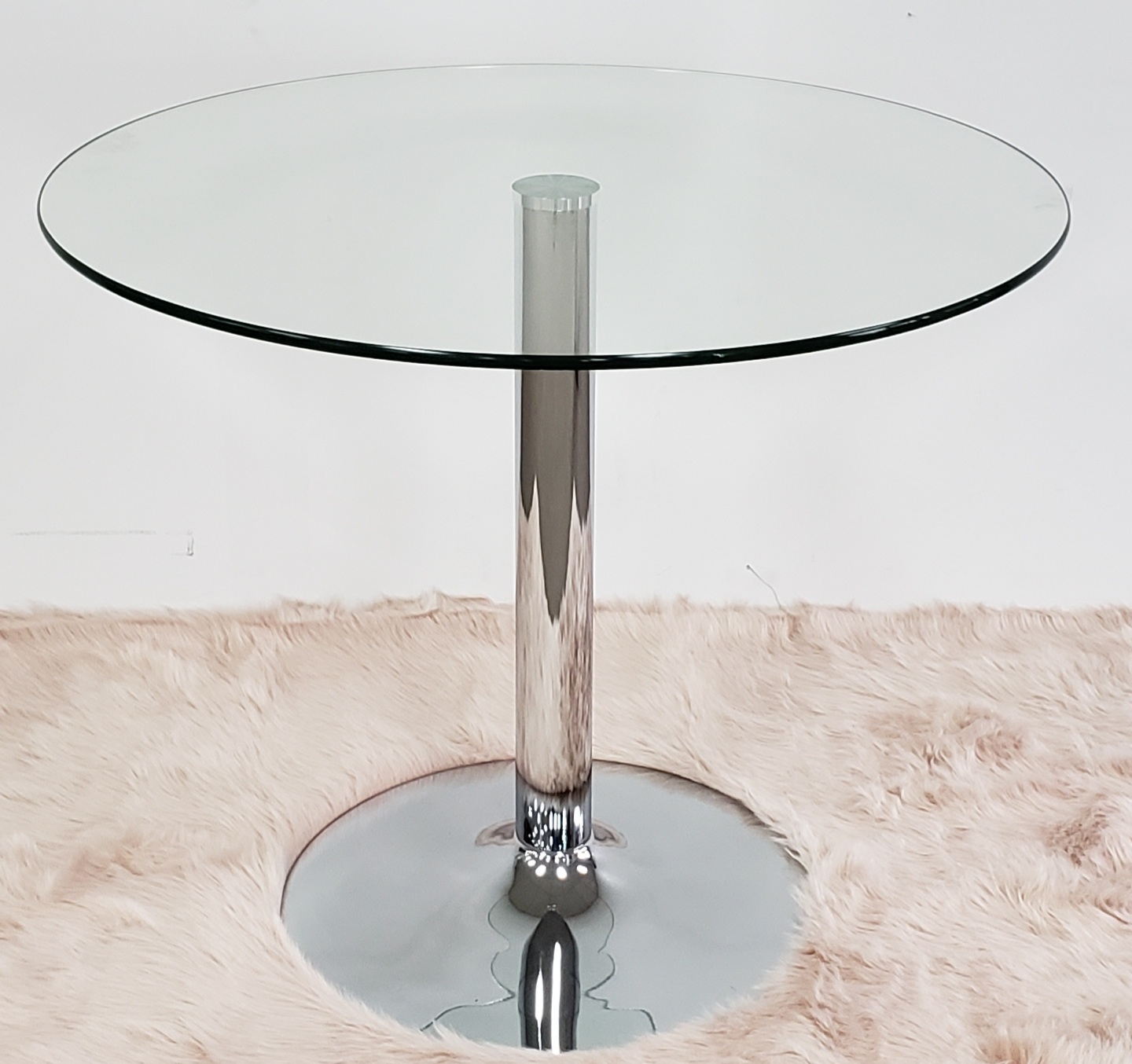 Round Glass & Chrome Dining Table 36"