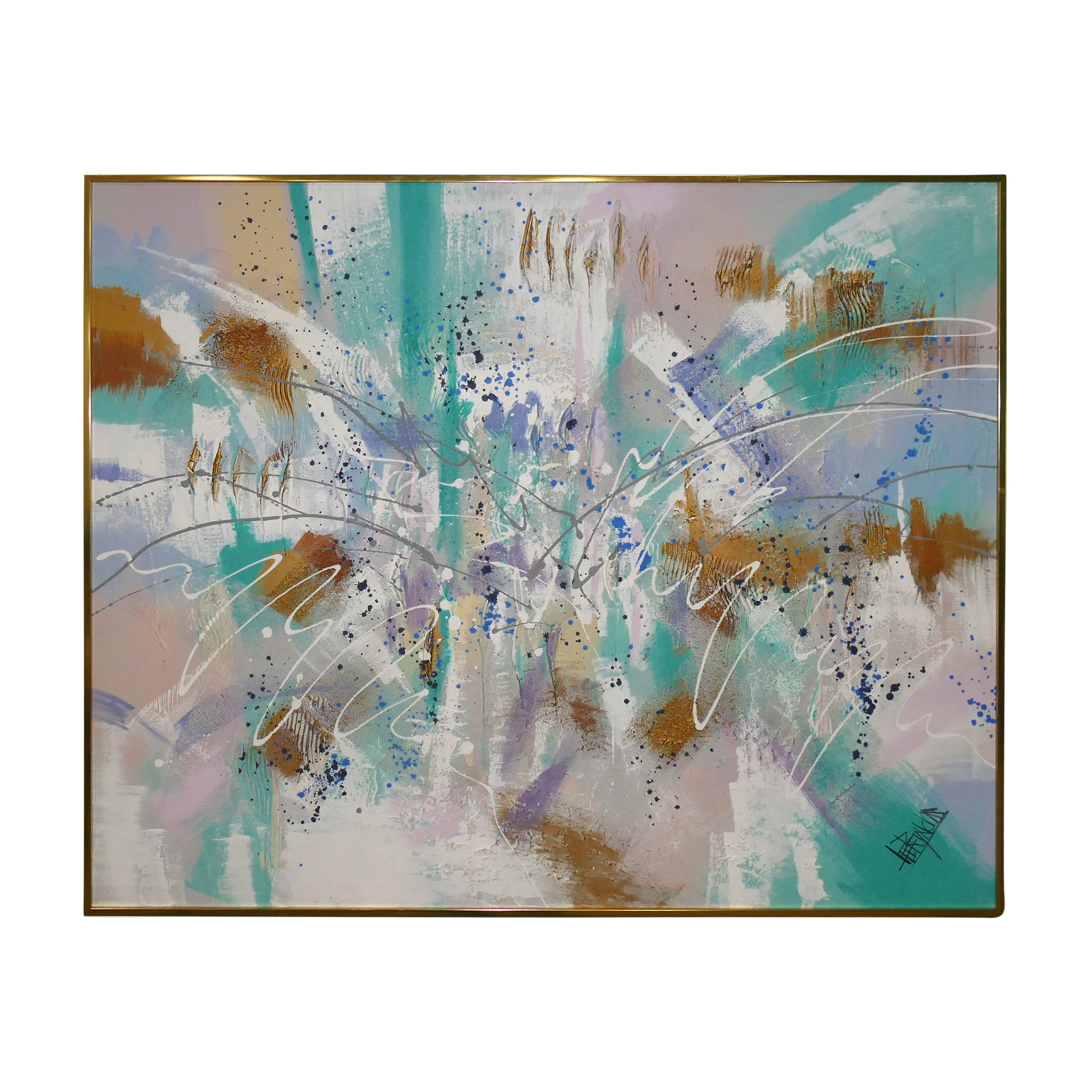 Pink Fluffy Unicorns Gold & Sparkle 50x40