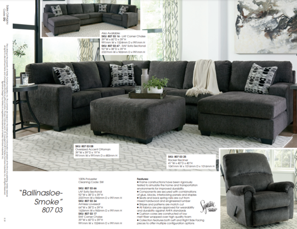 Ballinasloe 3Pc Sectional - Smoke - Image 3