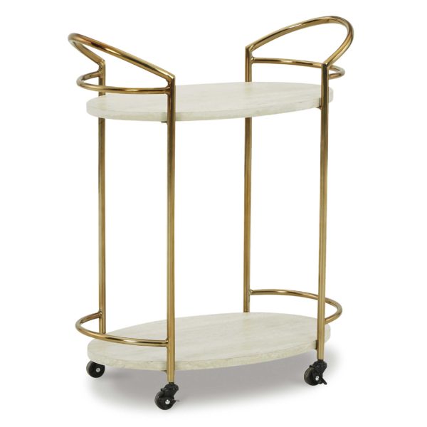 Tarica Gold & Faux Marble Bar Cart