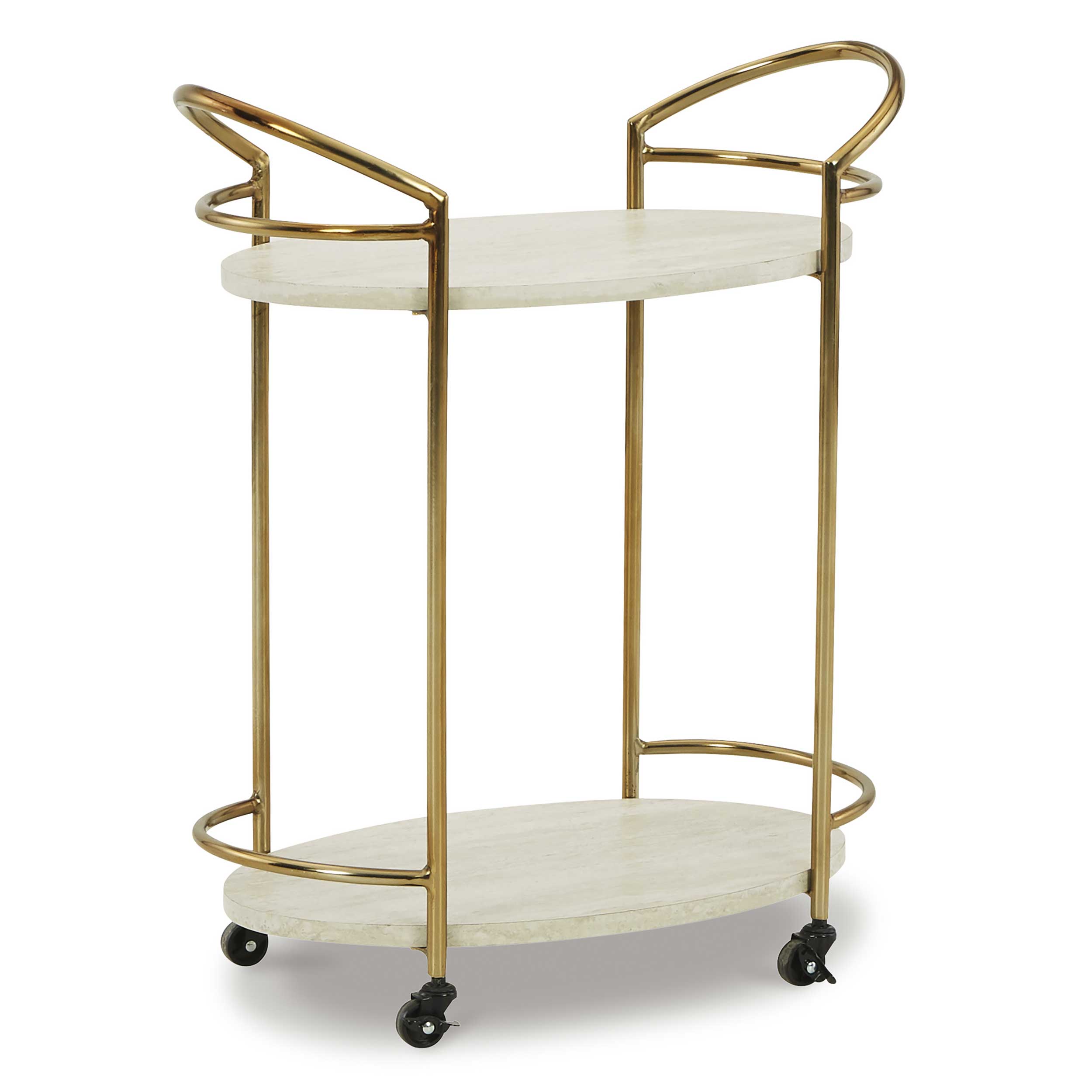 Tarica Gold & Faux Marble Bar Cart