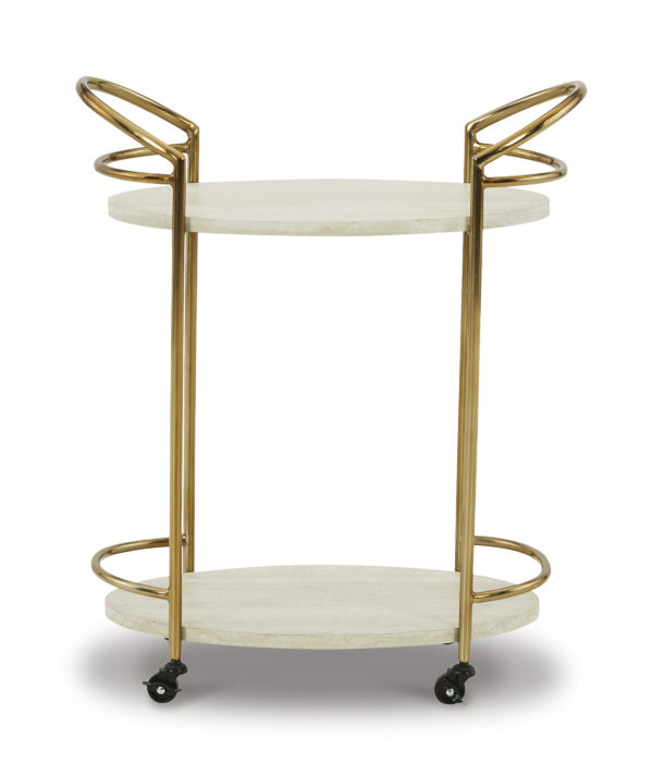 Tarica Gold & Faux Marble Bar Cart - Image 2