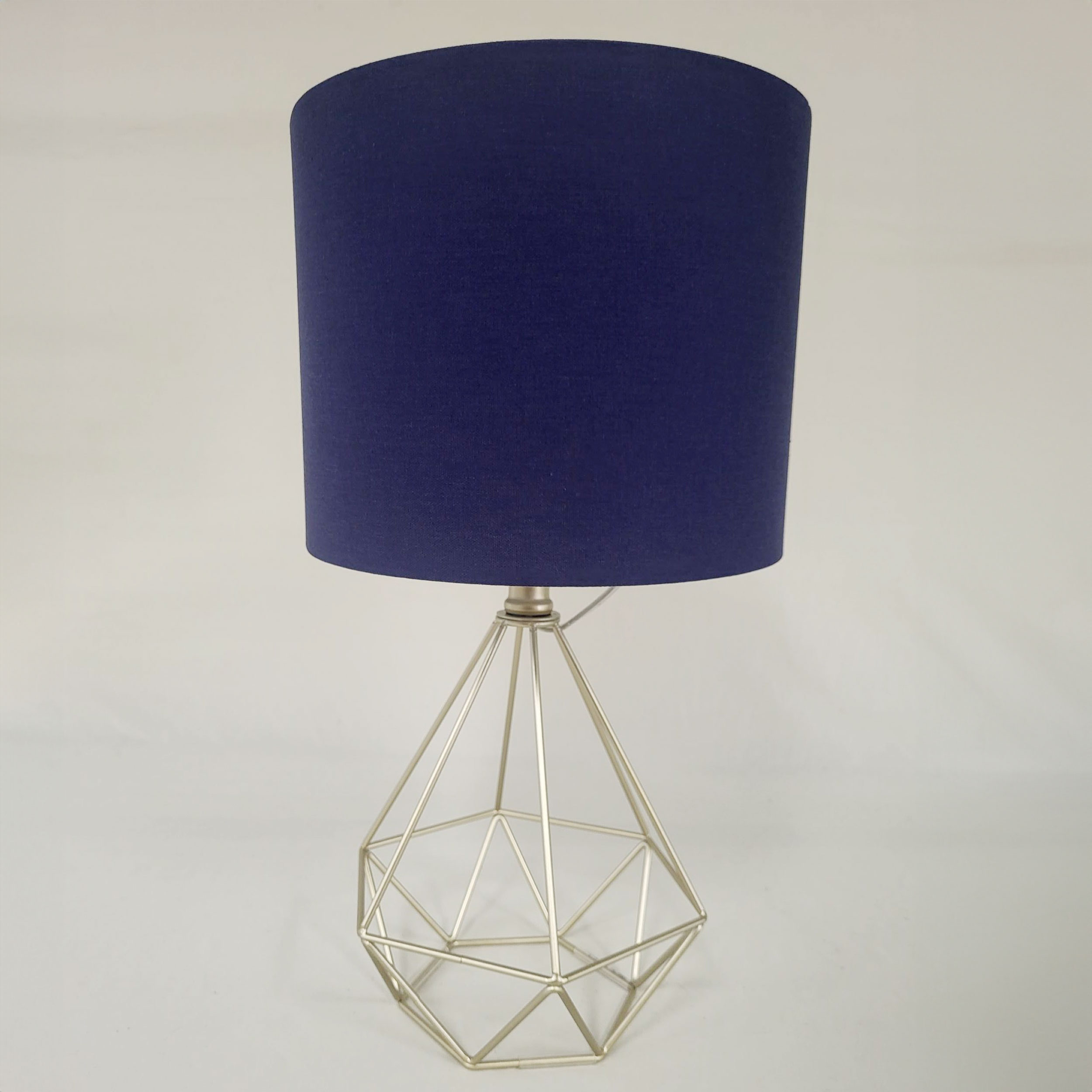 Gold Wireframe Lamp Blue Shade