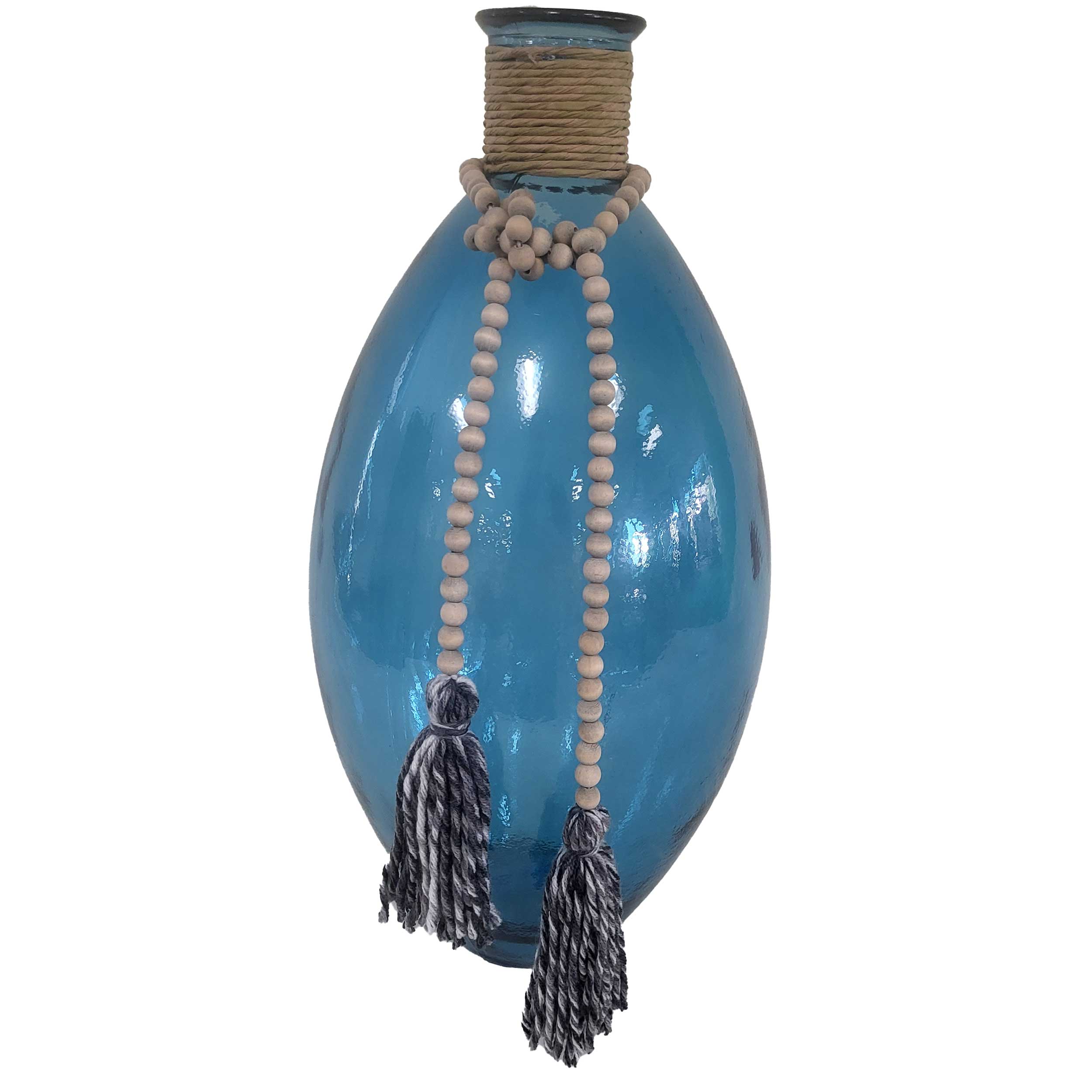 Blue Vase w/ Beads - H 23.5 In