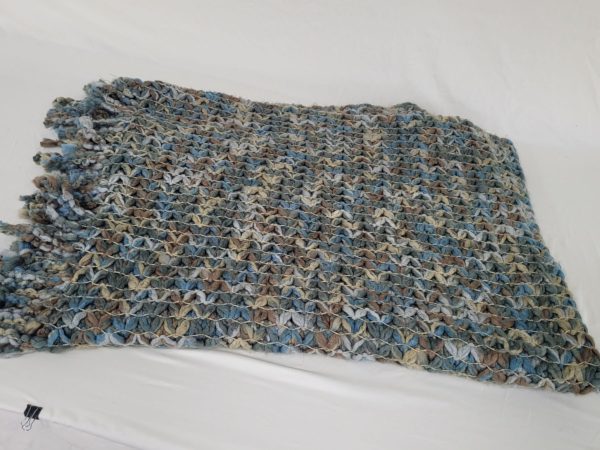 Knitted Green & Blue Throw
