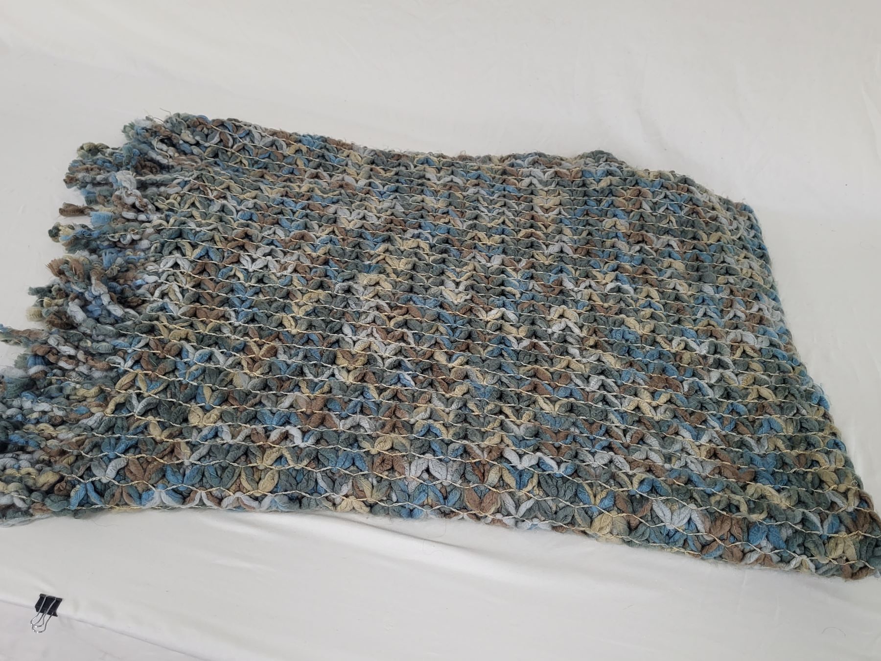 Knitted Green & Blue Throw