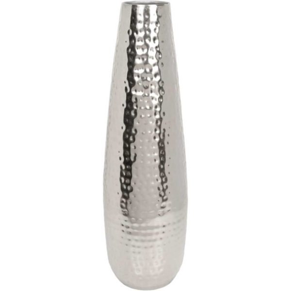 Silver Hammered Vase - H 24 In
