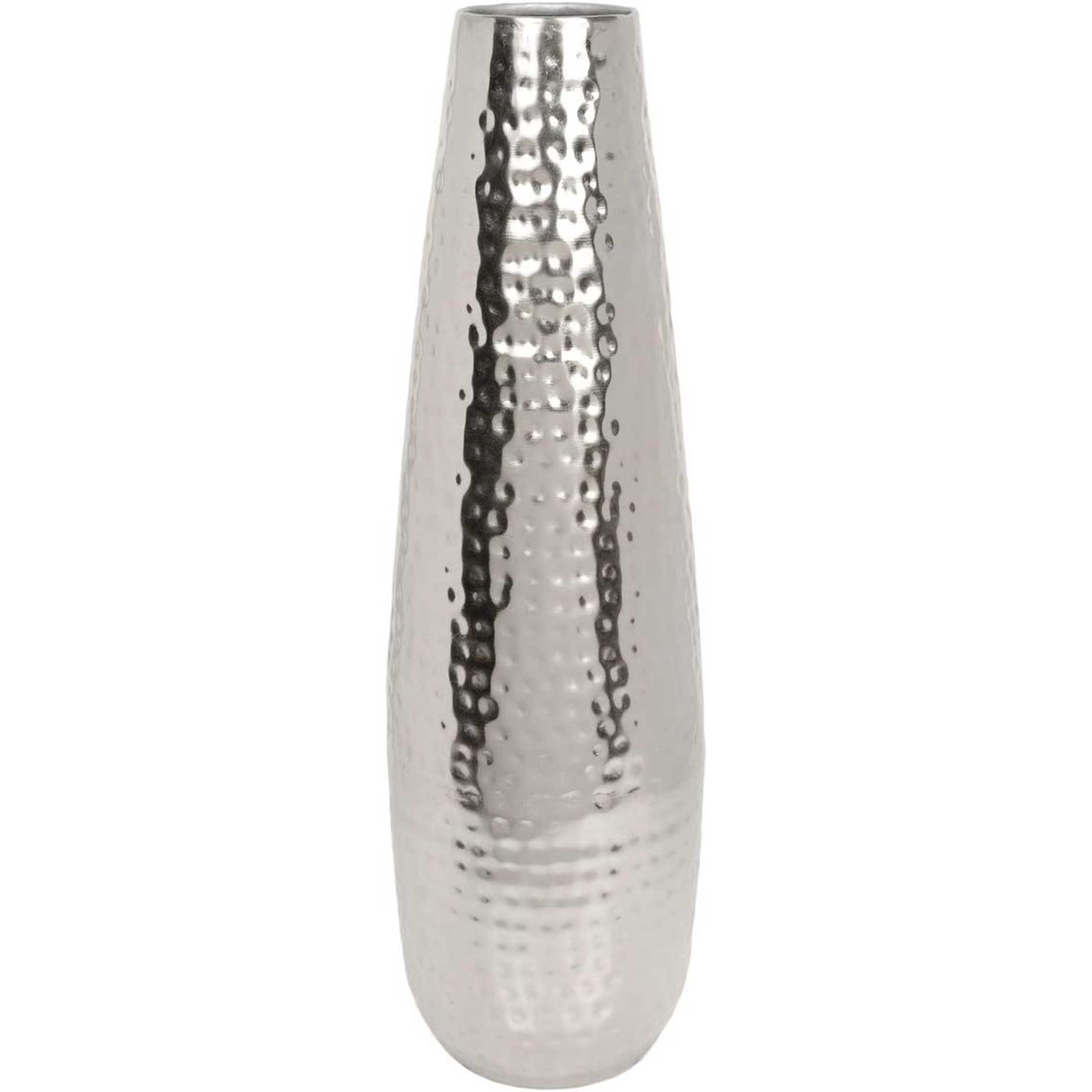 Silver Hammered Vase - H 24 In