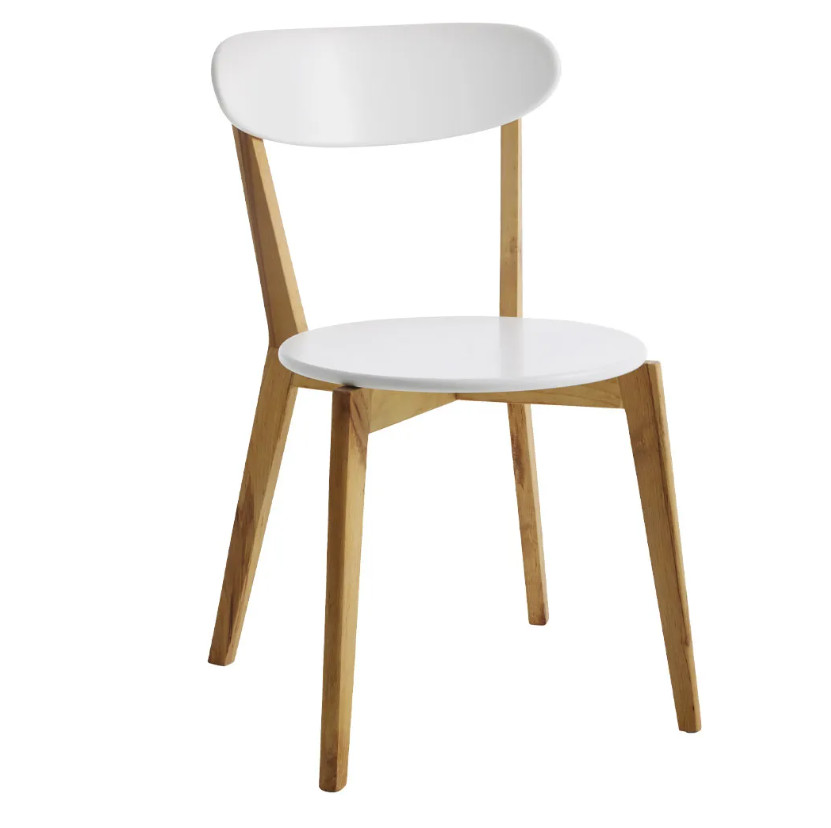 Jegind White Wood Dining Chairs x4