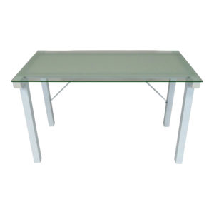 Glass And White Metal Desk