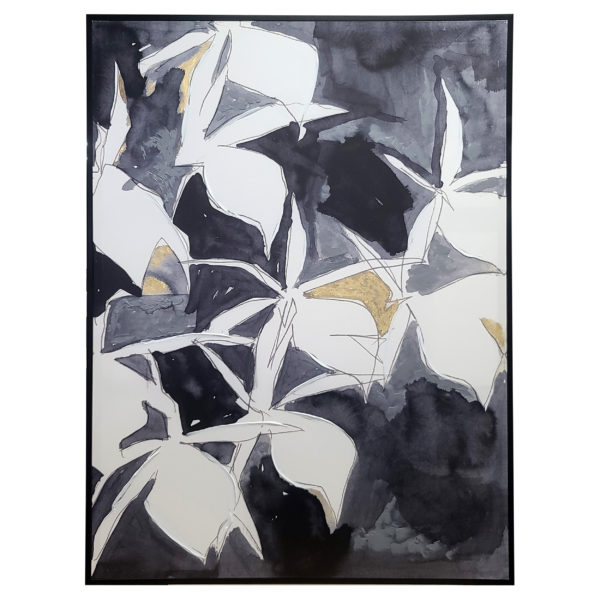 Art Miley White Leaves Silouette 36x48