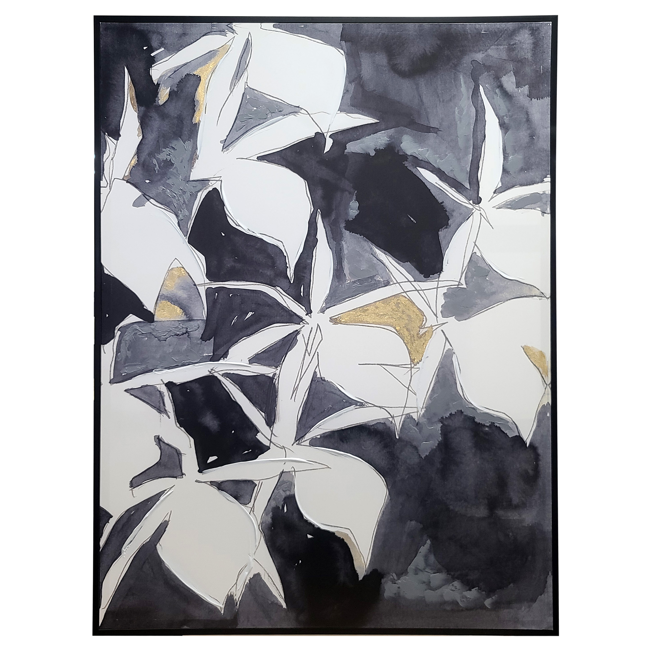 Art Miley White Leaves Silouette 36x48