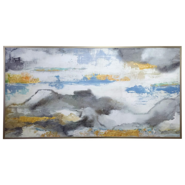 Sebastian White Blue Gold Abstract 55x29