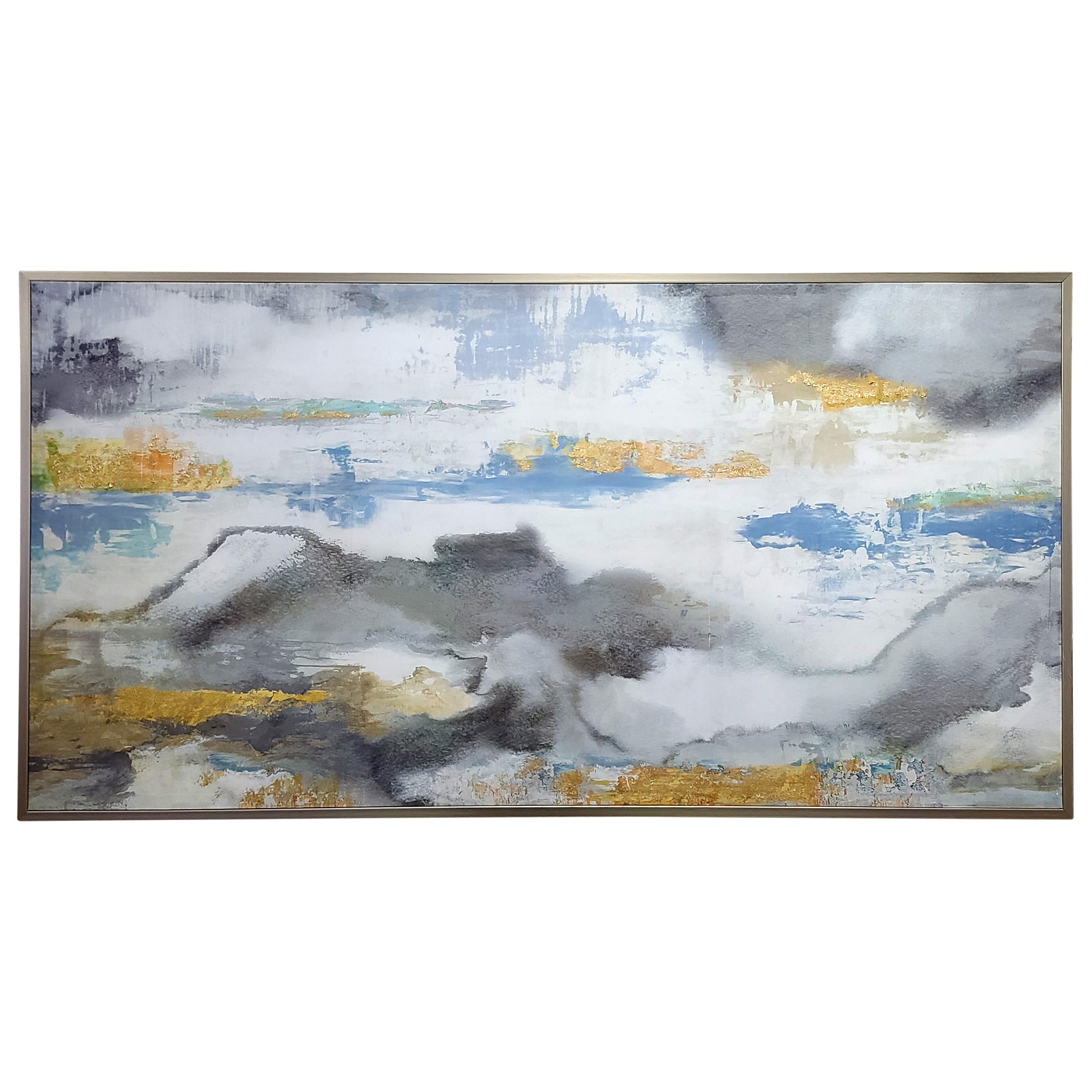 Sebastian White Blue Gold Abstract 55x29