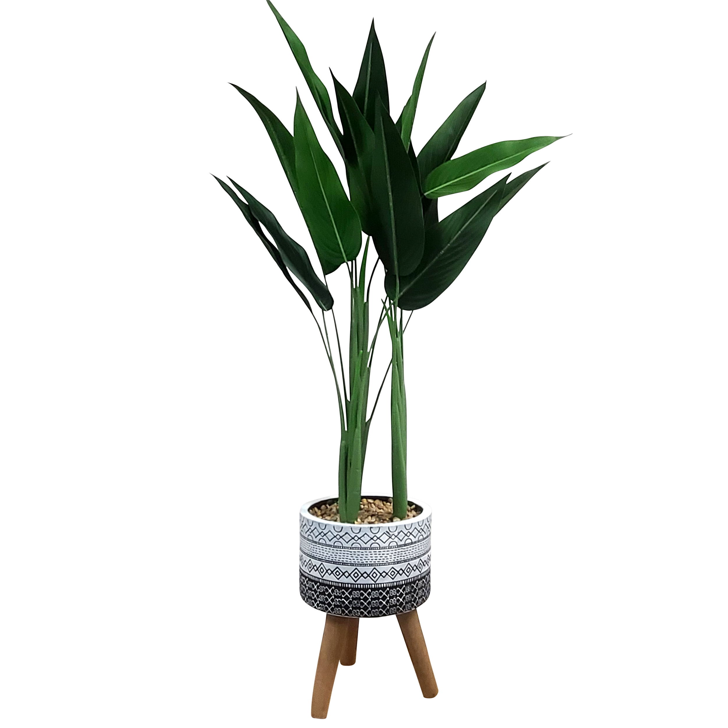 Tropical Plant B&W Tripod Pot 48"