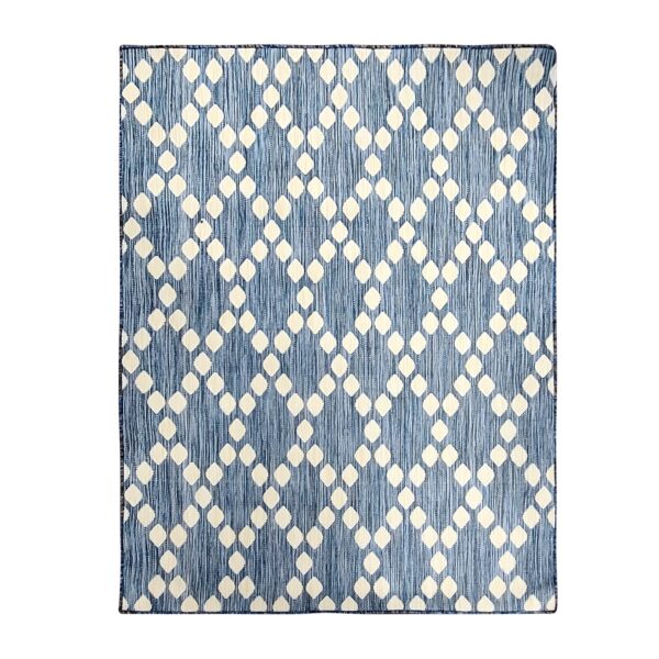 Blue & White Diamonds Outdoor Rug 5x7