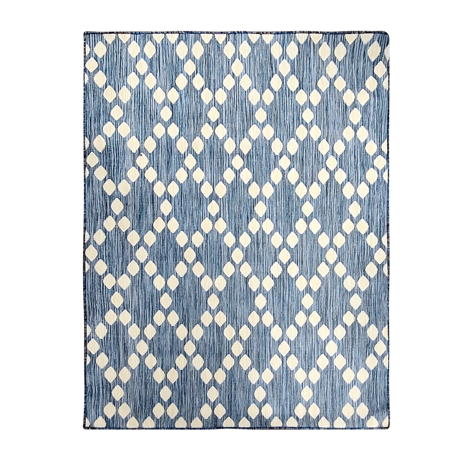 Blue & White Diamonds Outdoor Rug 5x7