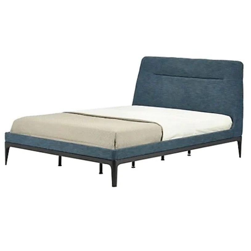 Keanu Fabric Platform Bed - Blue