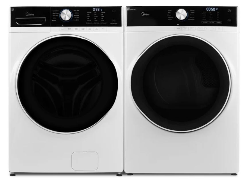 Midea 5.2 Cu. Ft. Front-Load Washer and 8 Cu. Ft. Electric Dryer - White