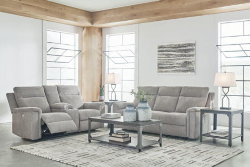 Barnsana Power Reclining Sofa/Love - Ash